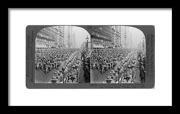 People Framed Print featuring the photograph Us Army March In Chicago by The New York Historical Society