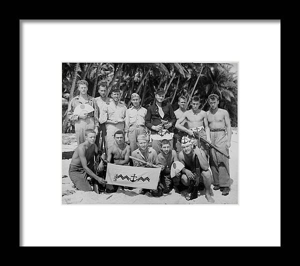 Following Framed Print featuring the photograph Us Marines In Okinawa by Fpg