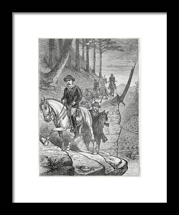 Following Framed Print featuring the photograph Us Marshals Following Mountain Trail by Bettmann