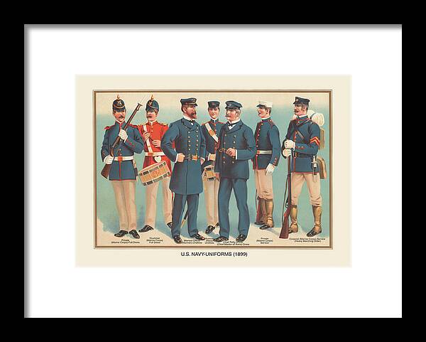 Navy Framed Print featuring the painting U.S. Navy Uniforms 1899 #3 by Werner