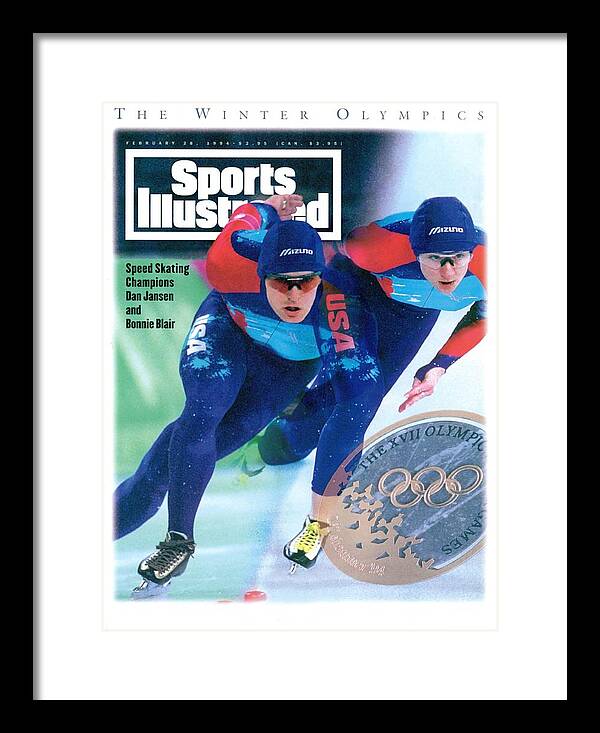 Magazine Cover Framed Print featuring the photograph Usa Dan Jansen And Bonnie Blair, 1994 Winter Olympics Sports Illustrated Cover by Sports Illustrated