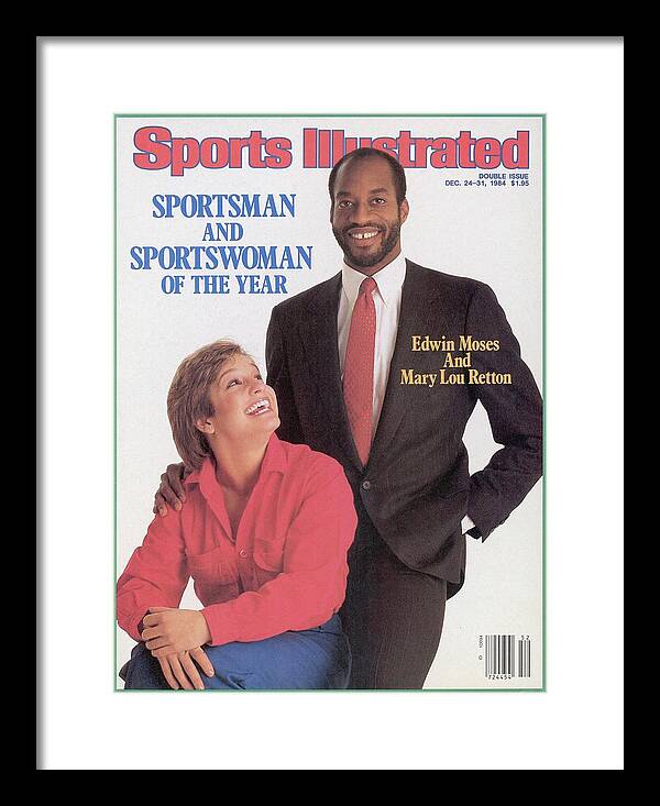 Magazine Cover Framed Print featuring the photograph Usa Edwin Moses And Mary Lou Retton, 1984 Sportsman And Sports Illustrated Cover by Sports Illustrated