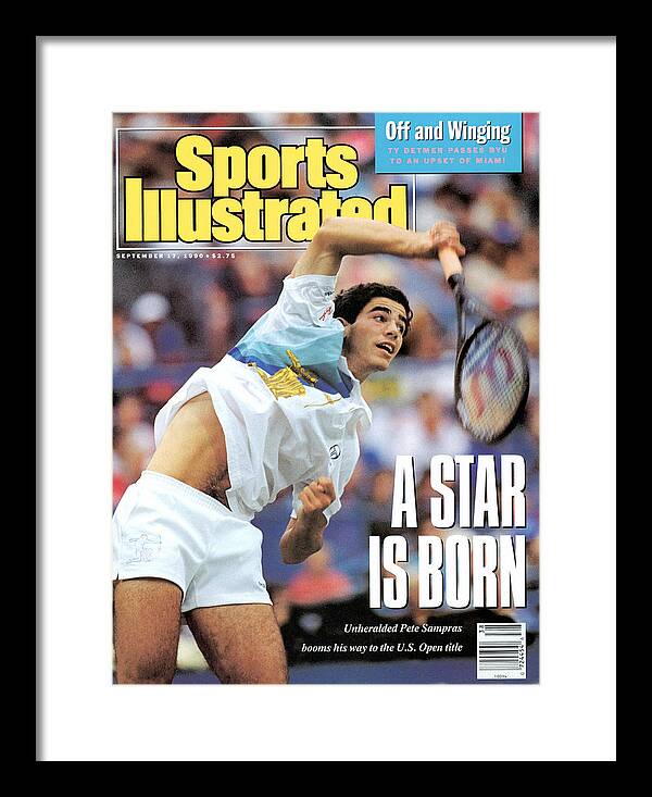 Magazine Cover Framed Print featuring the photograph Usa Pete Sampras, 1990 Us Open Sports Illustrated Cover by Sports Illustrated