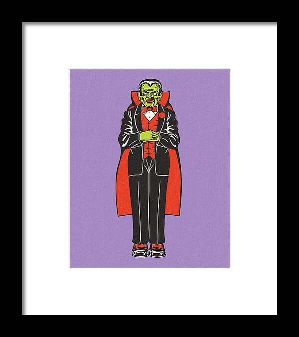 Adult Framed Print featuring the drawing Vampire on Purple Background by CSA Images
