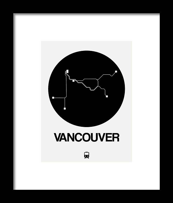 Vacation Framed Print featuring the digital art Vancouver Black Subway Map by Naxart Studio