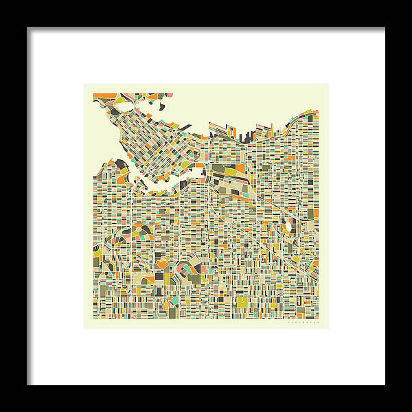 Vancouver Map Framed Print featuring the digital art Vancouver Map 1 by Jazzberry Blue