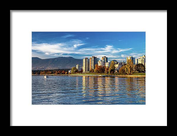 Alex Lyubar Framed Print featuring the photograph Vancouver skyline by Alex Lyubar