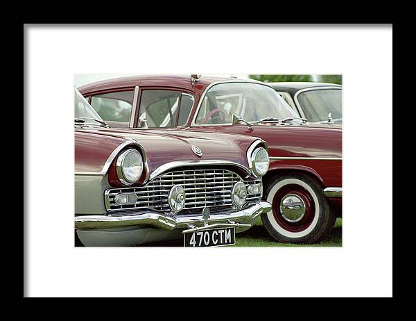 Britain Framed Print featuring the photograph Vauxhall grill detail by Seeables Visual Arts