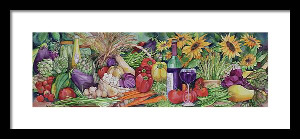 Baskets Framed Print featuring the painting Vegetable Medley by Kathleen Parr Mckenna