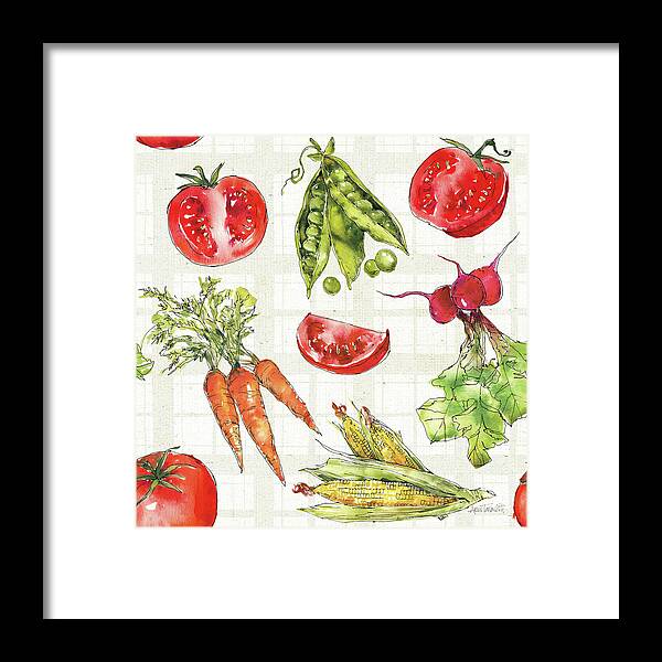 Corn Framed Print featuring the painting Veggie Market Pattern Ia by Anne Tavoletti