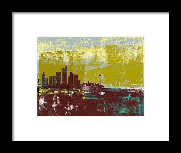 Venice Framed Print featuring the mixed media Venice Abstract Skyline II by Naxart Studio