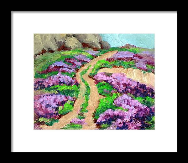 Wildflowers Framed Print featuring the painting Verbena at La Quinta by Diane McClary