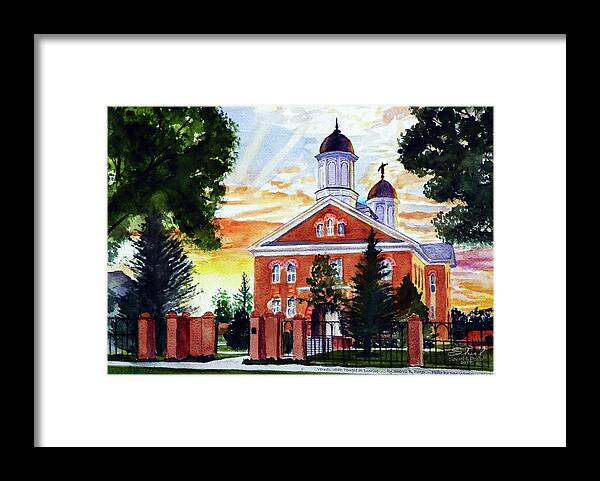 Sherril Porter Framed Print featuring the painting Vernal Temple at Sunrise by Sherril Porter
