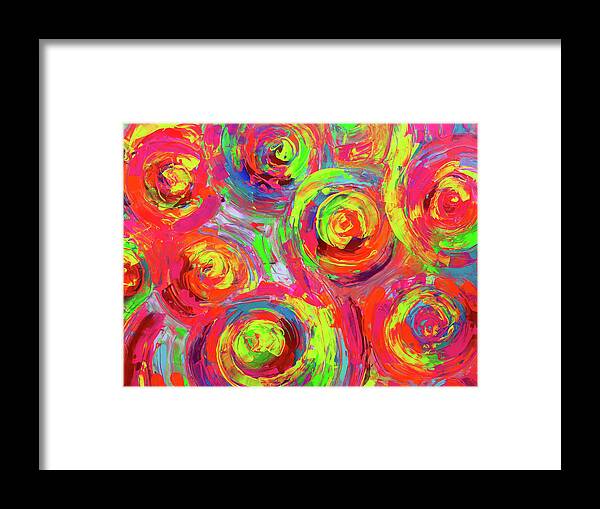 Abstract Framed Print featuring the painting Vibrant Colourful Textured Relief Abstract Painting - Detail from Gypsy Dance 11 by Tiberiu Soos