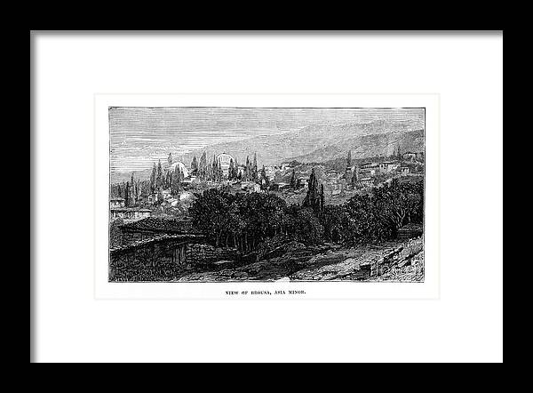 Engraving Framed Print featuring the drawing View Of Brousa, Asia Minor, 19th by Print Collector