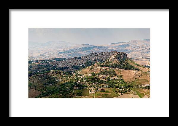 Sicily Framed Print featuring the photograph View Of Calascibetta Sicily by Igor Derdic Photography