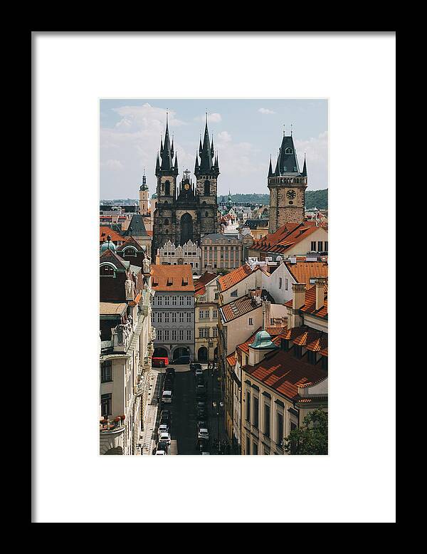 Bridge Framed Print featuring the photograph View Of The Historical Old Town Centre Of Prague, Czech Republic. by Cavan Images