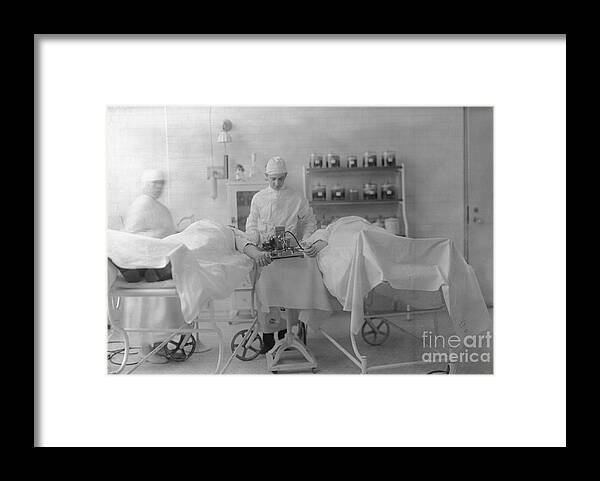People Framed Print featuring the photograph View Of Transfusion Operation by Bettmann