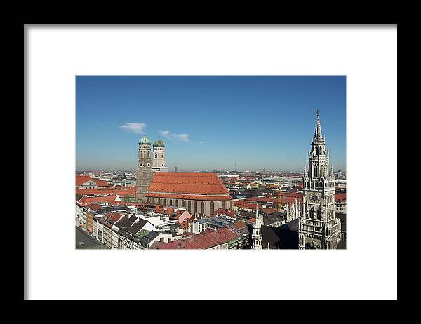 Clock Tower Framed Print featuring the photograph View On Munich by Ra-photos