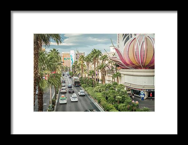 Las Vegas Framed Print featuring the photograph Views of las vegas nevada strip in november by Alex Grichenko