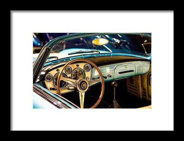 Photo Framed Print featuring the photograph Vintage blue car by Top Wallpapers