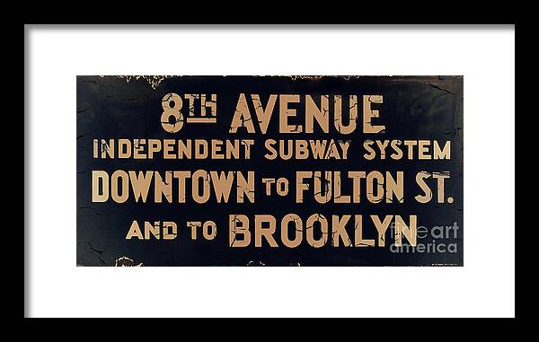 Brooklyn Framed Print featuring the painting Vintage Brooklyn Subway Sign by Mindy Sommers