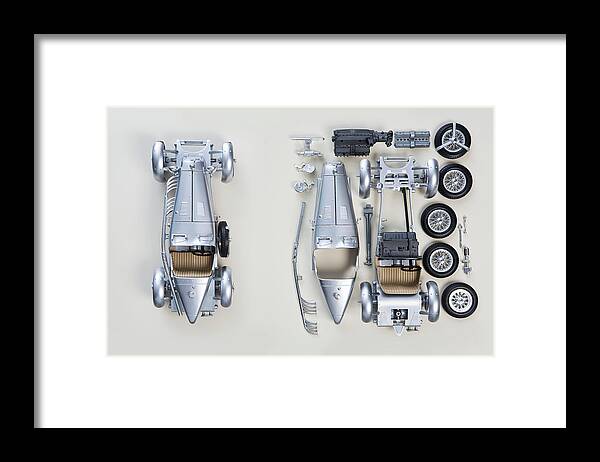 White Background Framed Print featuring the photograph Vintage Car From Above, Assembled And by Dimitri Otis
