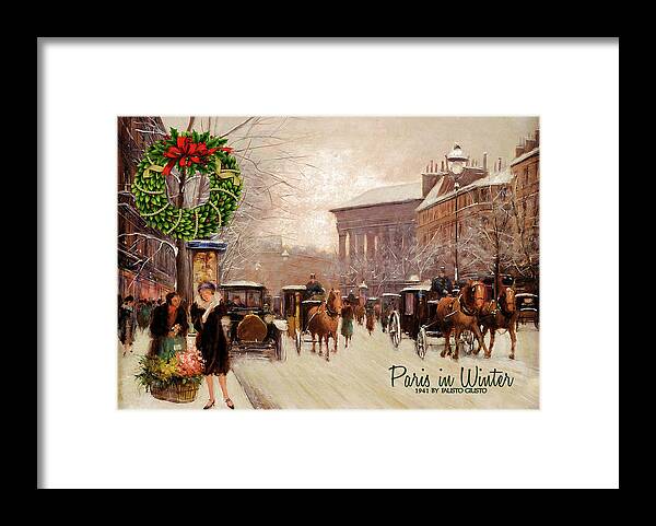 Christmas Framed Print featuring the digital art Vintage Christmas Paris in Winter by Doreen Erhardt