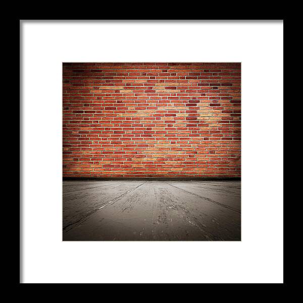 Vintage Interior Place With Brick Wall Framed Print
