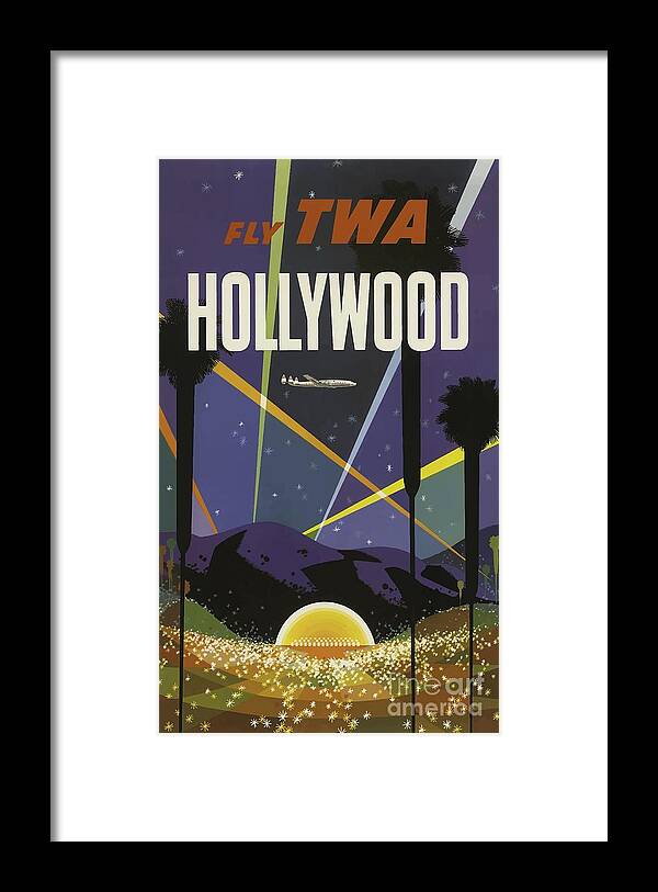 Hollywood Framed Print featuring the painting Vintage Travel Poster - Hollywood by Esoterica Art Agency