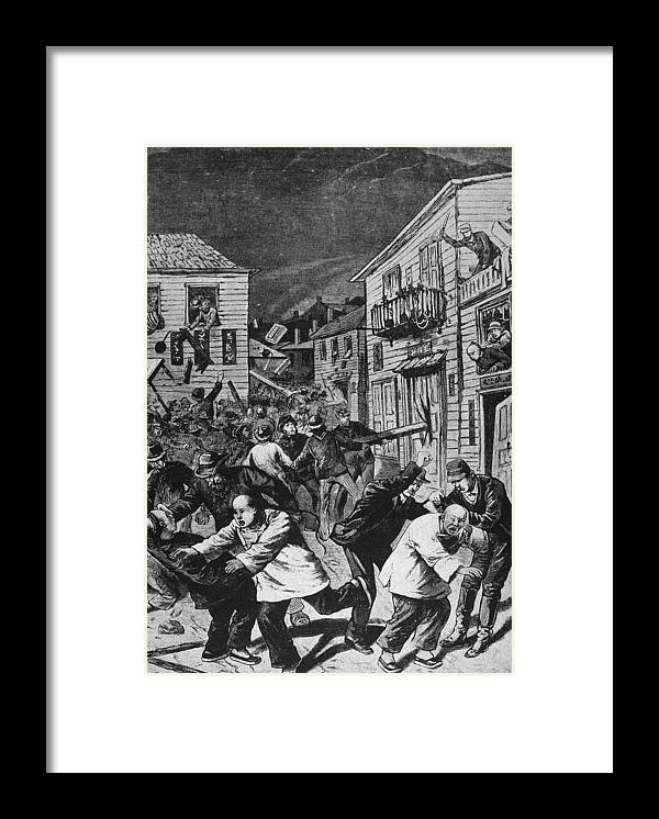 Crowd Framed Print featuring the photograph Violence Against Chinese Workers, Co by Kean Collection