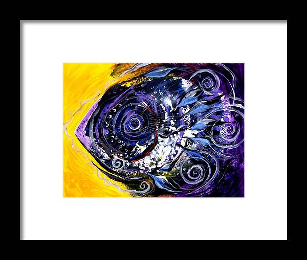 Fish Framed Print featuring the painting Violet Tri-Fish by J Vincent Scarpace