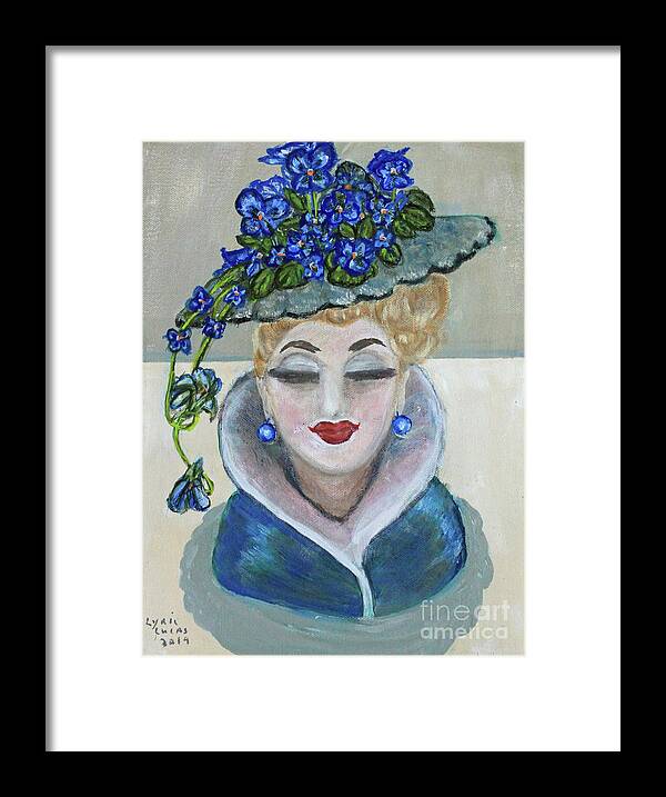Still Life Framed Print featuring the painting Violets in Head Vase by Lyric Lucas
