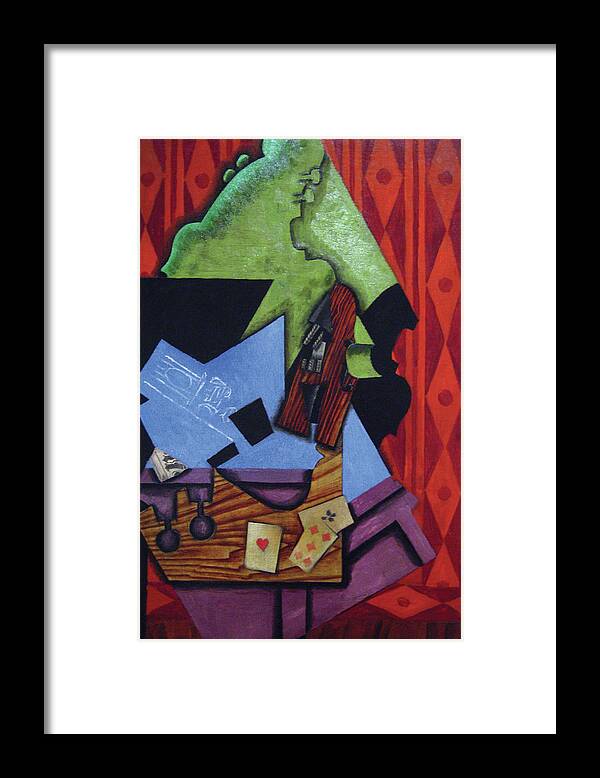 Violin Framed Print featuring the painting Violin & Playing Cards by Juan Gris