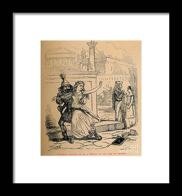 Engraving Framed Print featuring the drawing Virginia Carried Off By A Minion by Print Collector