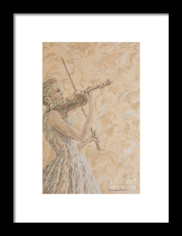 Violin Framed Print featuring the painting Virtuoso in the Making by Linda Donlin