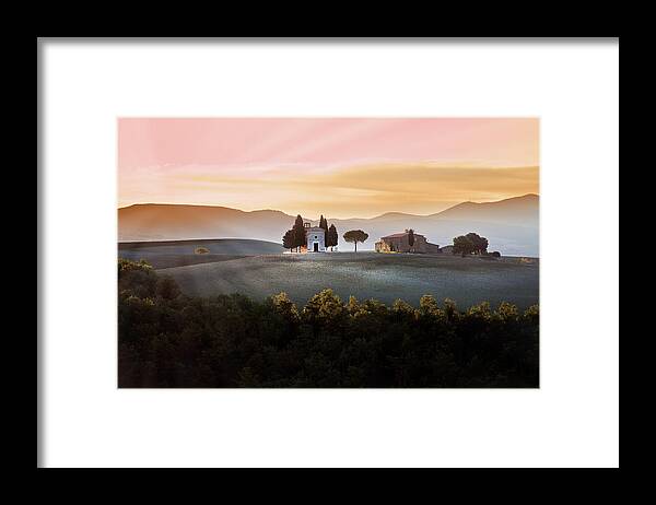Scenics Framed Print featuring the photograph Vitaleta Chapel At Sunset by Jova Photo