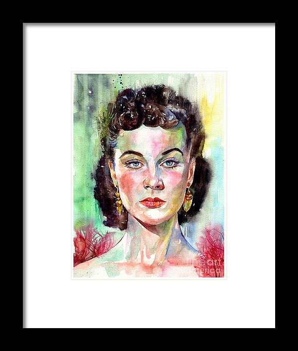Vivien Leigh Framed Print featuring the painting Vivien Leigh Portrait by Suzann Sines