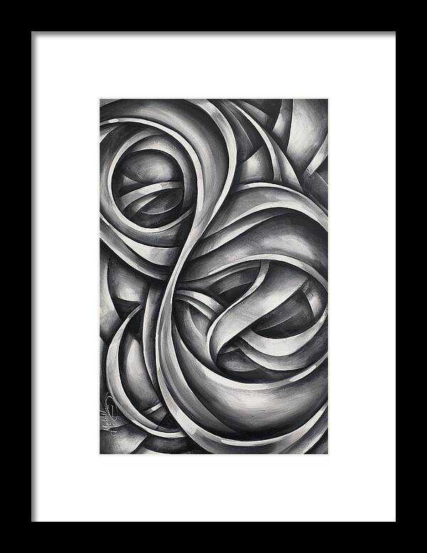 Monotone Framed Print featuring the painting 'void' by Michael Lang
