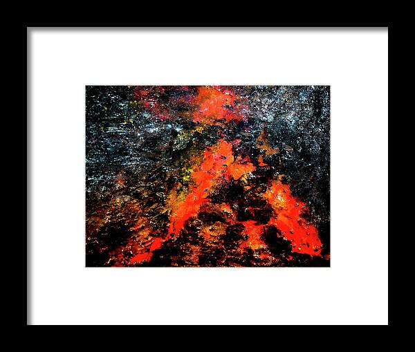 Volcano Framed Print featuring the mixed media Volcanic by Patsy Evans - Alchemist Artist