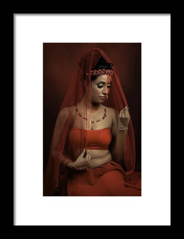 Red Framed Print featuring the photograph Waiting Bride by Nilendu Banerjee