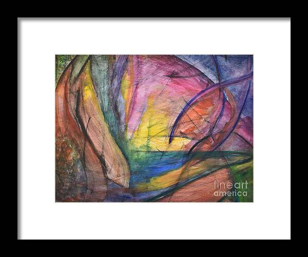 Abstract Framed Print featuring the painting Walking Far by Tammy Nara