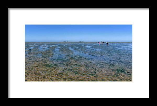 Wadden Sea Framed Print featuring the photograph Walking in the mudflats near Hooge by Sun Travels