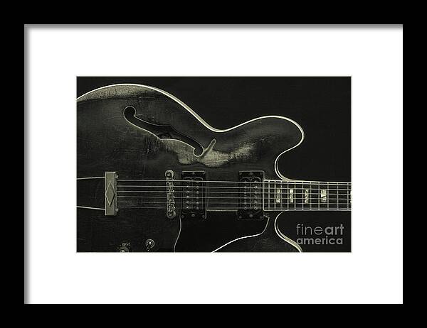 Music-instruments Framed Print featuring the photograph Wall Art Gibson Guitar Picture Outline 1744.010 by M K Miller