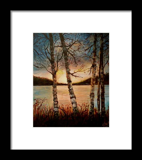Seascape Framed Print featuring the painting Warm Fall Day by Sher Nasser