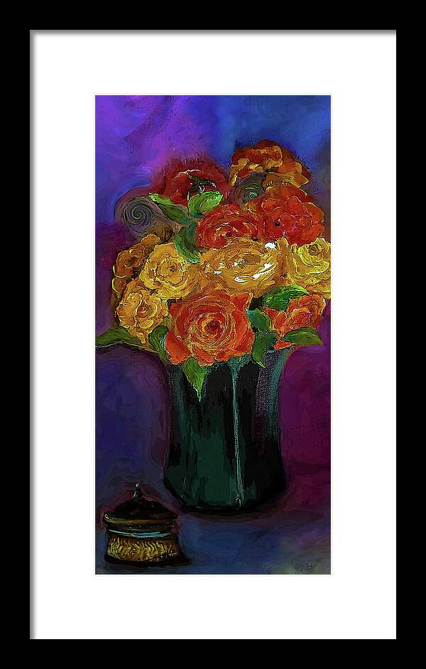 Warm Framed Print featuring the digital art Warm Winter Rose Painting by Lisa Kaiser