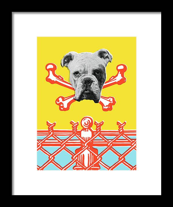 Animal Framed Print featuring the drawing Warning: bulldog by CSA Images