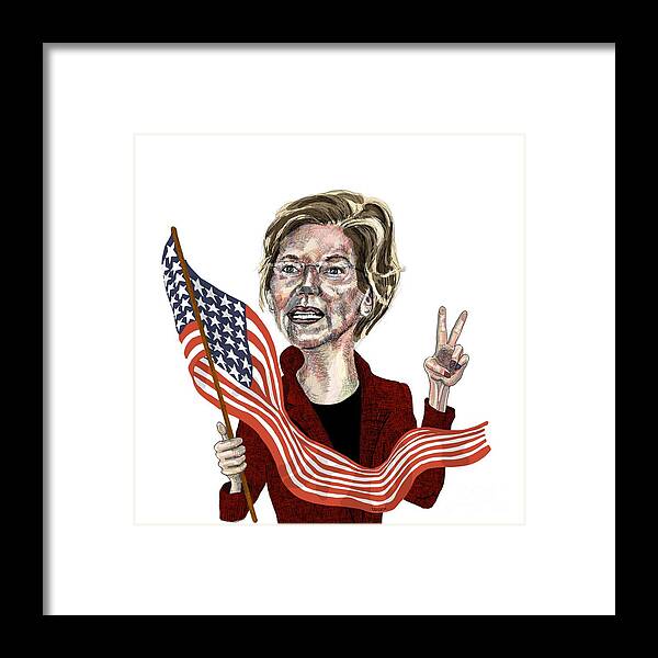 Elizabeth Warren Framed Print featuring the drawing Warren Peace by Robert Yaeger