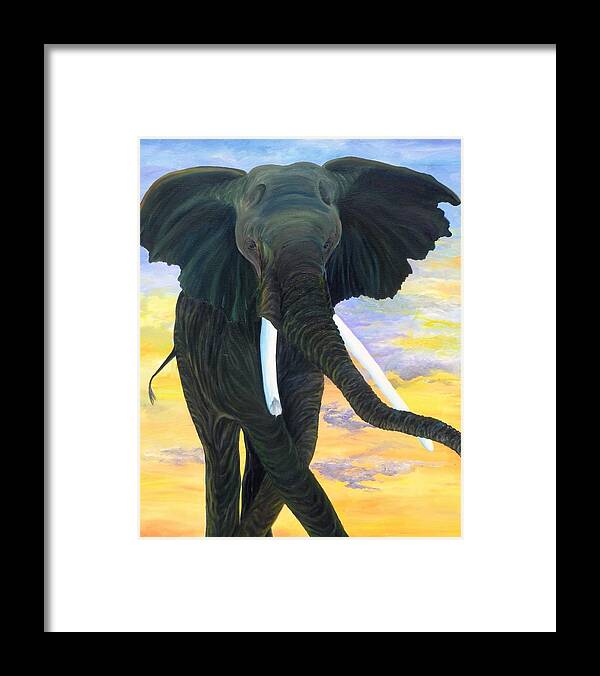 Elephant Framed Print featuring the painting Warrior Elephant by Margaret Zabor