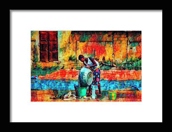 African Framed Print featuring the photograph Wash Day African Art by Debra and Dave Vanderlaan